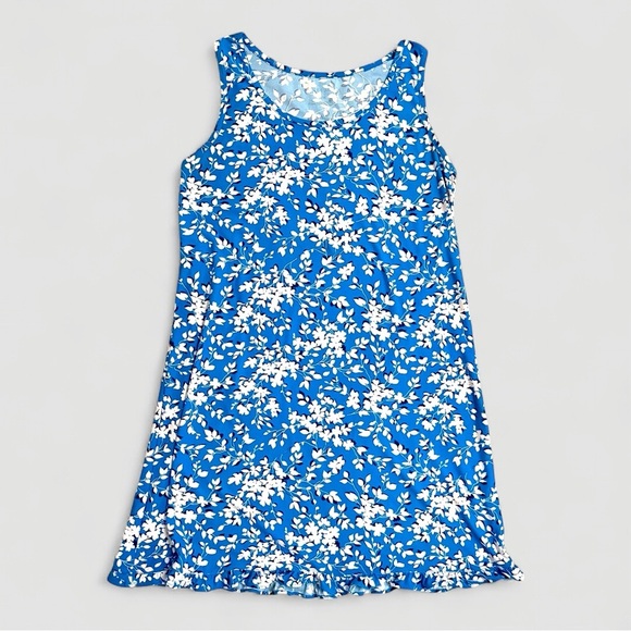 Draper James Blue Floral Ruffle Dress S/M Womens Pajamas Loungewear - Picture 2 of 6
